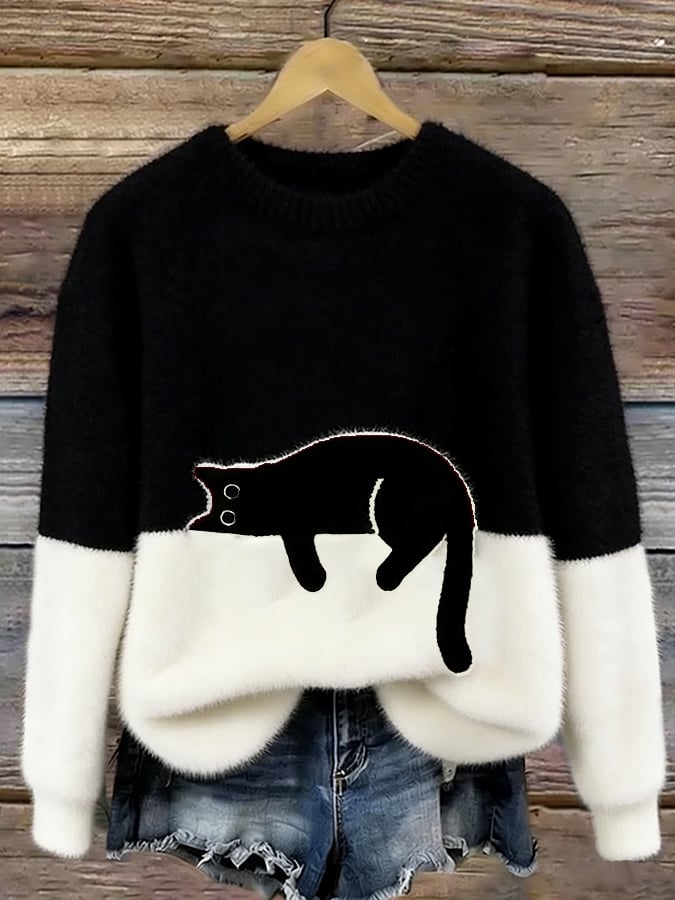 AILEEN | Bluza oversize z nadrukiem kota