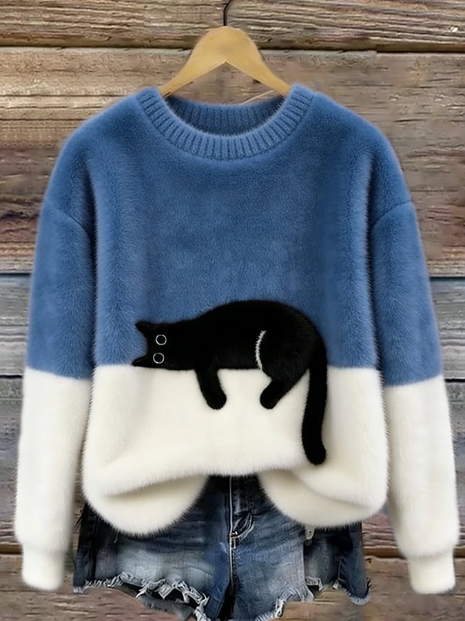 AILEEN | Bluza oversize z nadrukiem kota