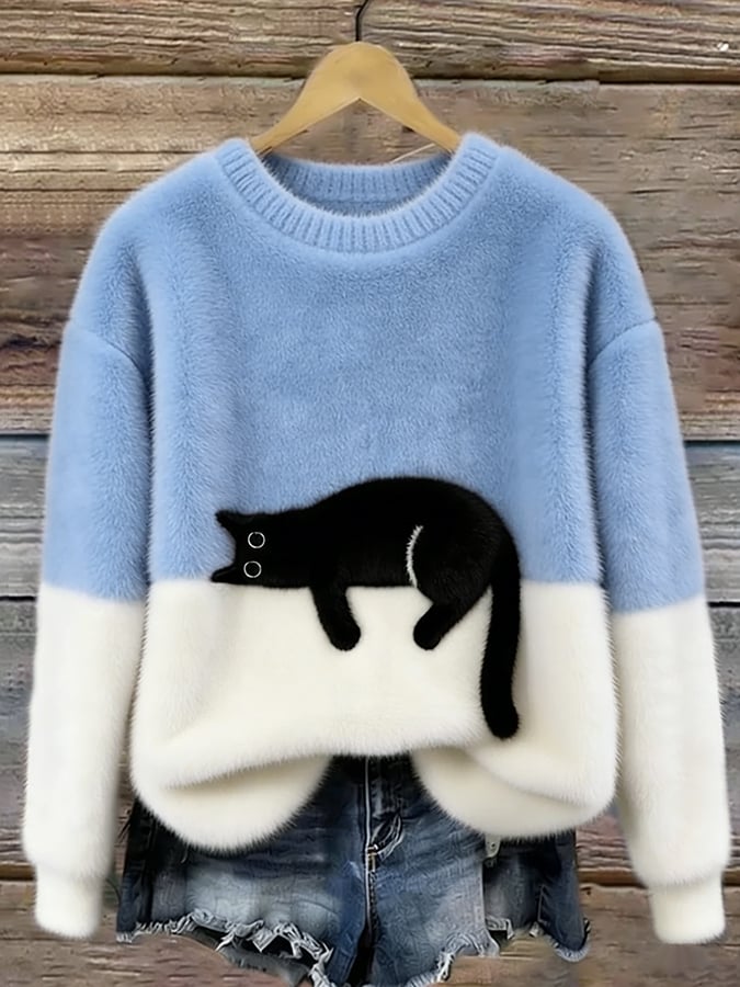 AILEEN | Bluza oversize z nadrukiem kota