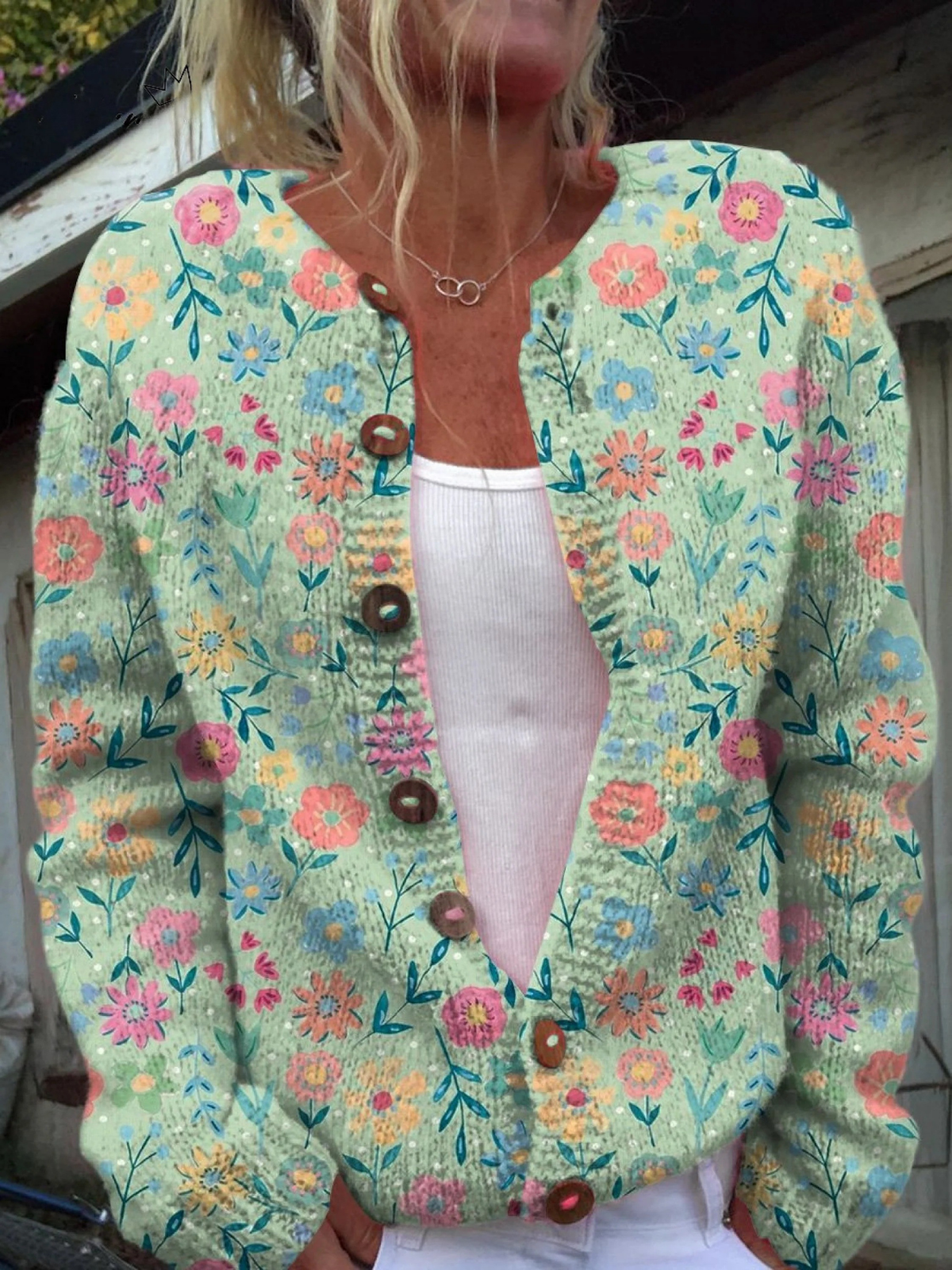 FOXFIELD | Pastelowy kardigan w kwiaty