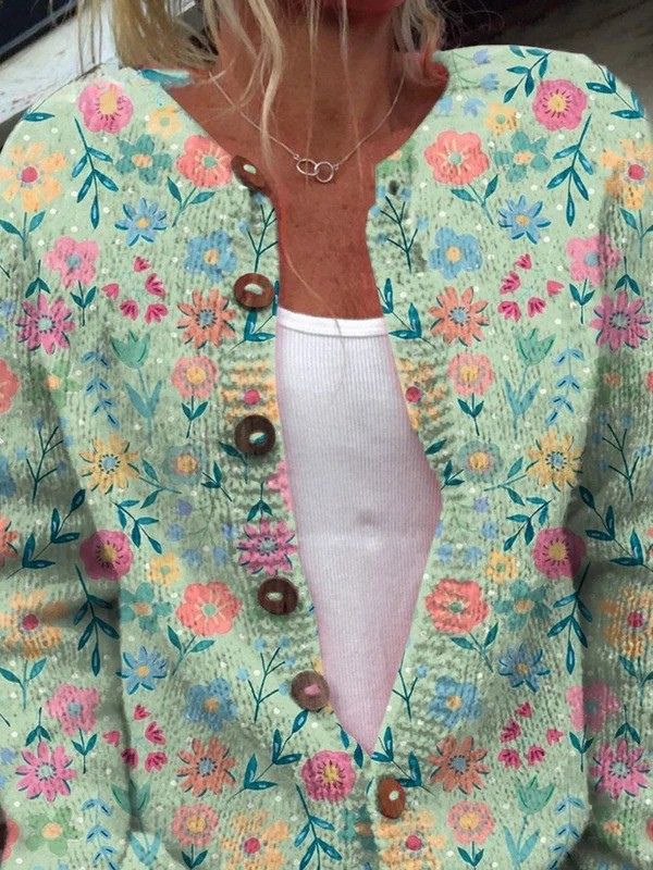 FOXFIELD | Pastelowy kardigan w kwiaty