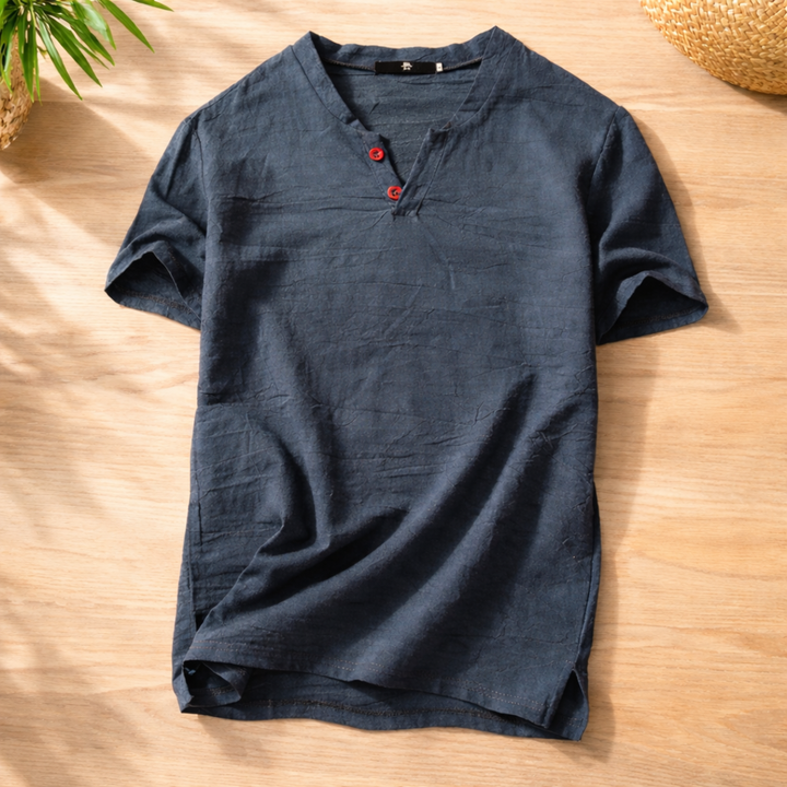 Enzo | Lniana Koszulka Henley