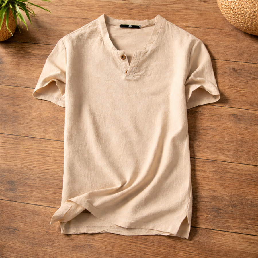 Enzo | Lniana Koszulka Henley