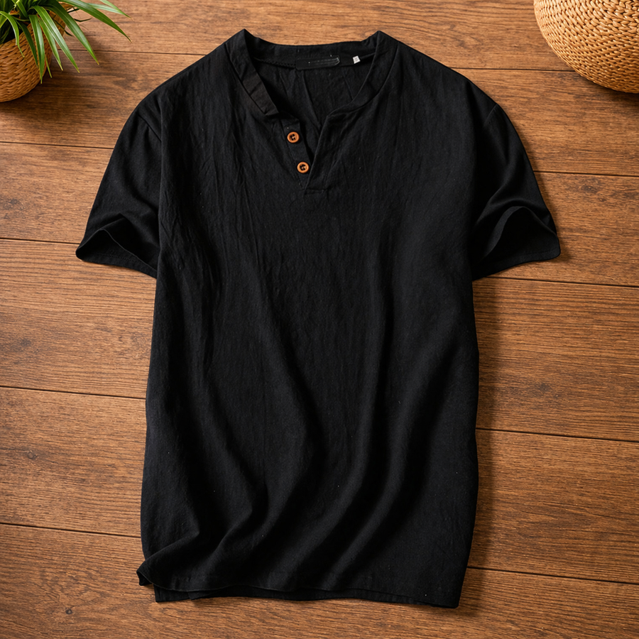 Enzo | Lniana Koszulka Henley