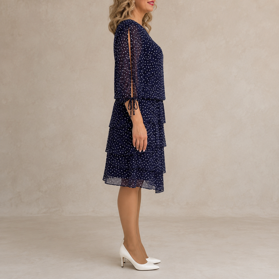 LIDIA | Elegancka sukienka w drobne kropki