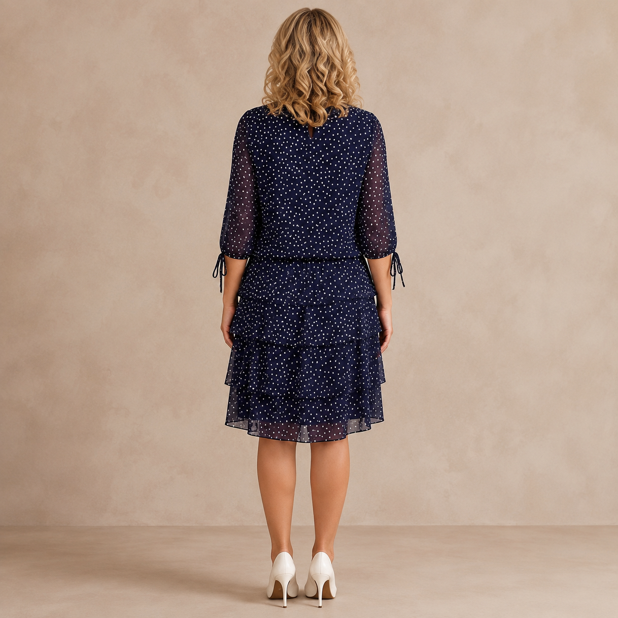 LIDIA | Elegancka sukienka w drobne kropki