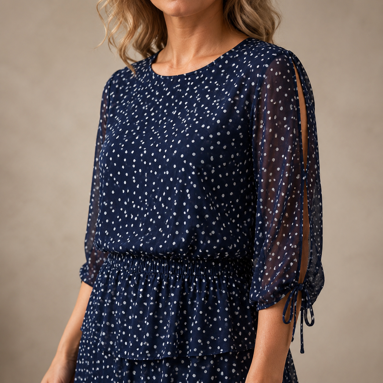 LIDIA | Elegancka sukienka w drobne kropki