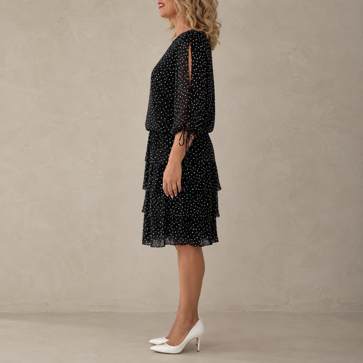 LIDIA | Elegancka sukienka w drobne kropki