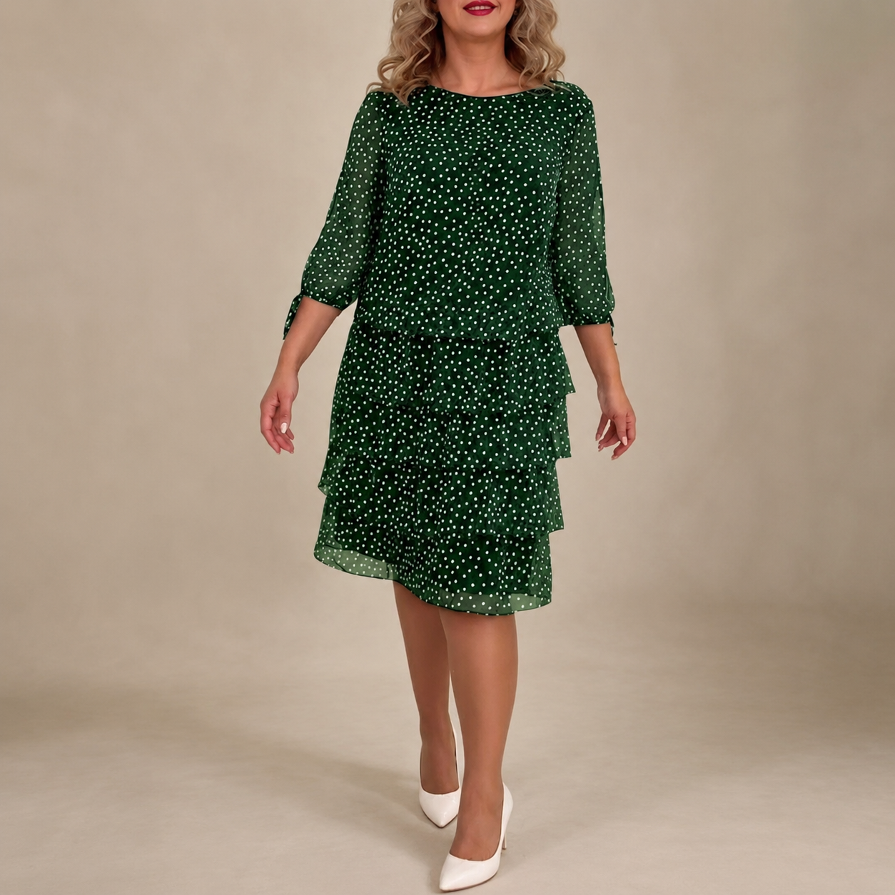 LIDIA | Elegancka sukienka w drobne kropki