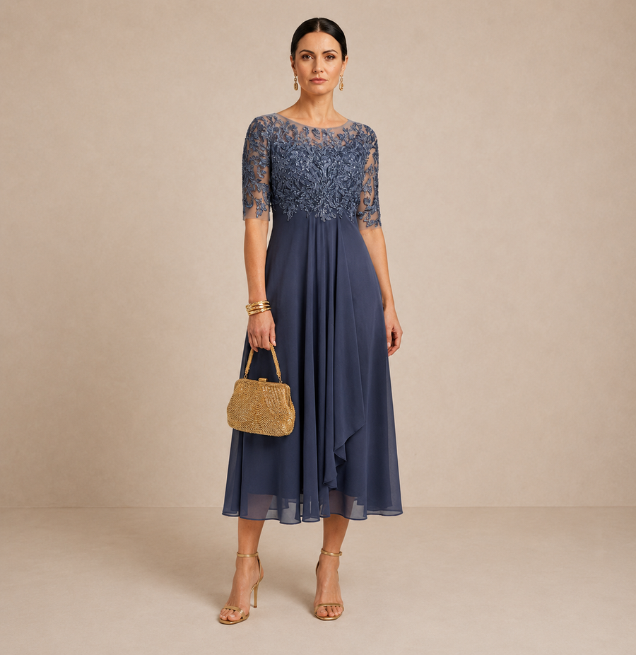 ILINCA | Elegancka koronkowa sukienka midi