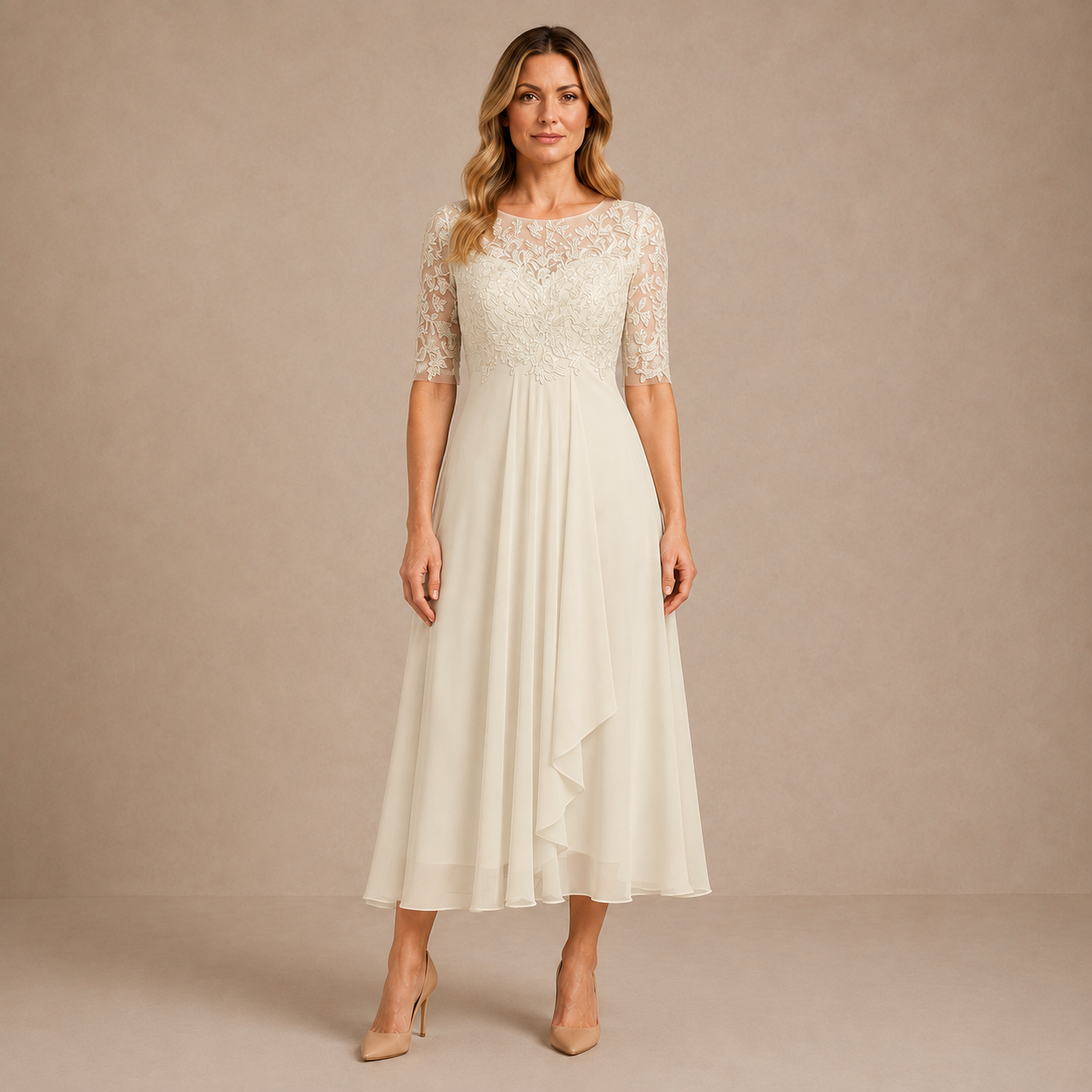 ILINCA | Elegancka koronkowa sukienka midi