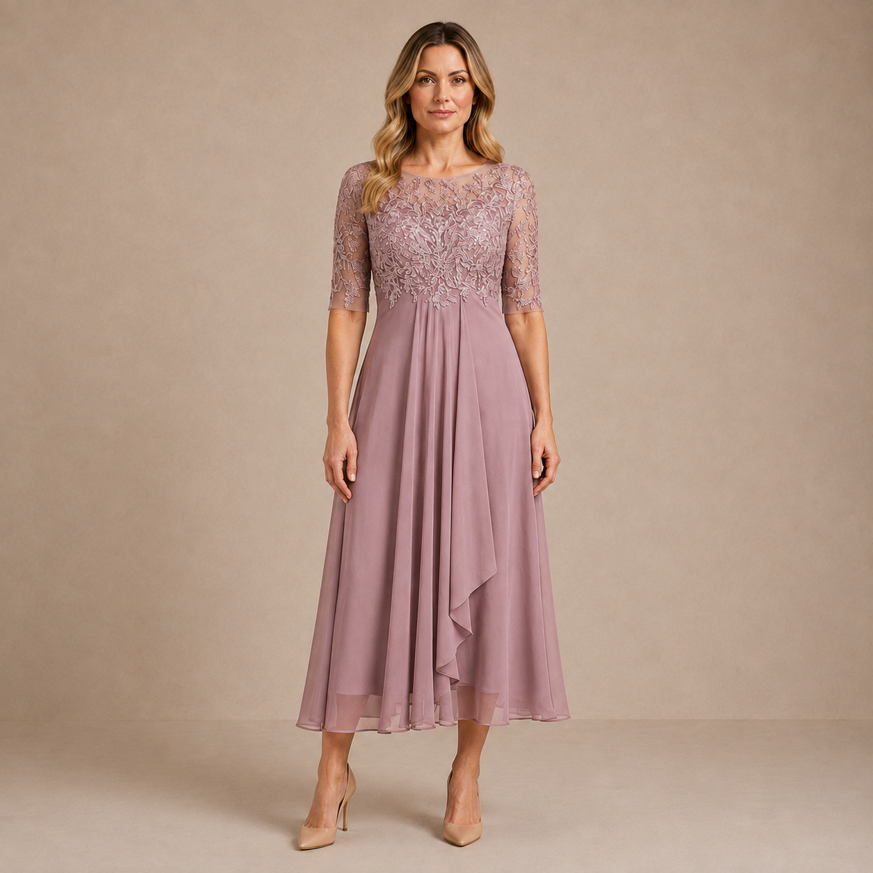 ILINCA | Elegancka koronkowa sukienka midi