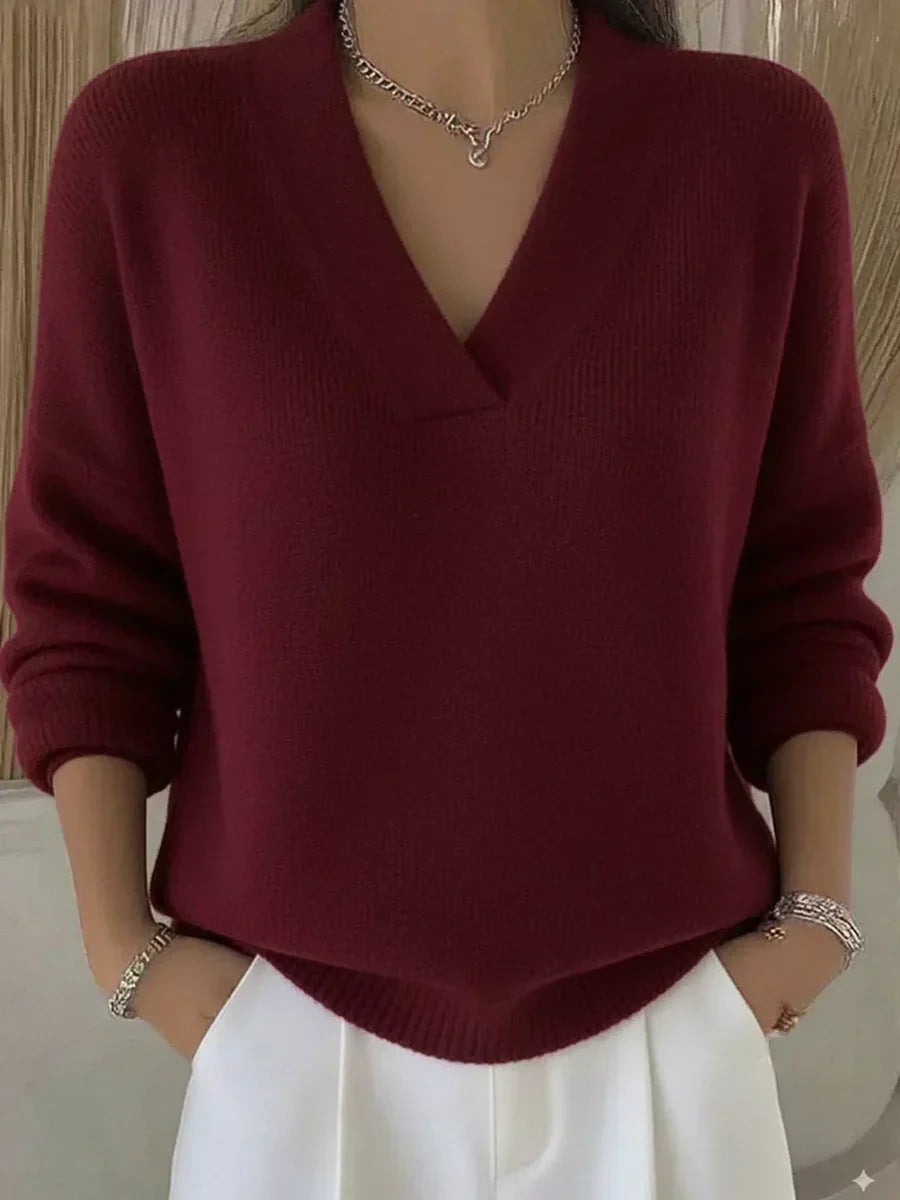 VIVELLE | Swobodny sweter z dekoltem V