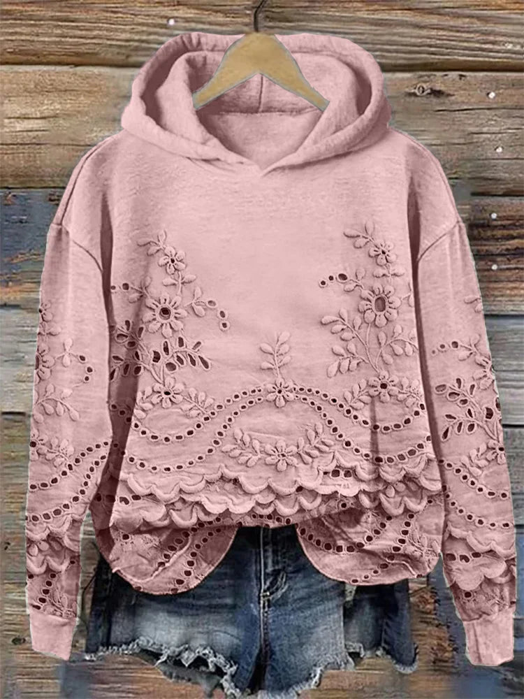 LENA | Bluza z haftem kwiatowym