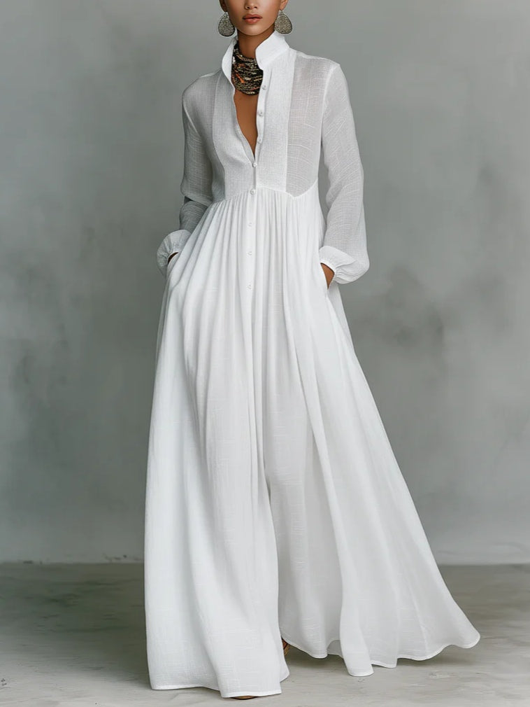 Léonie™ | Minimalistyczna sukienka maxi ze stójką
