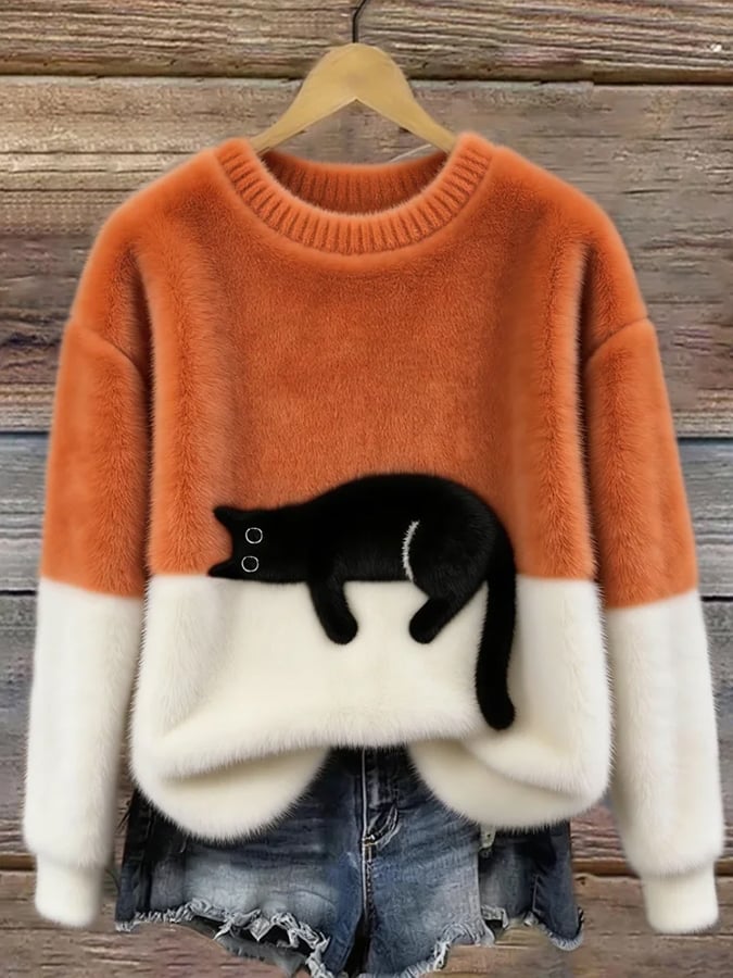 AILEEN | Bluza oversize z nadrukiem kota