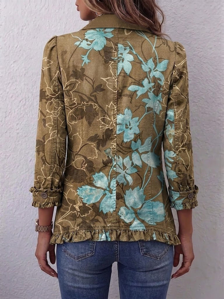 Grażyna™ | Kwiatowa Kurtka Boho Vintage z Falbanką