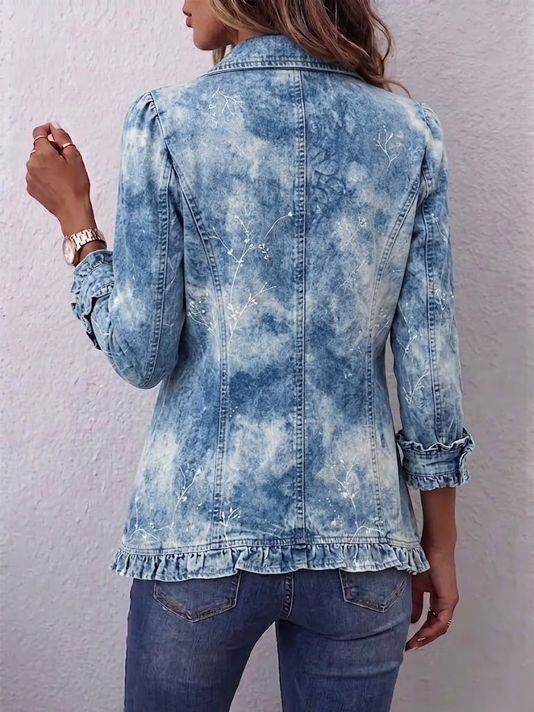 Renata™ | Jeansowa Kurtka Boho z Falbanką