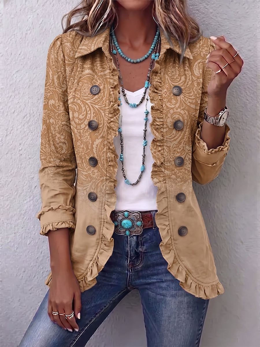 Jolanta™ | Kurtka Boho w Stylu Western z Falbanką