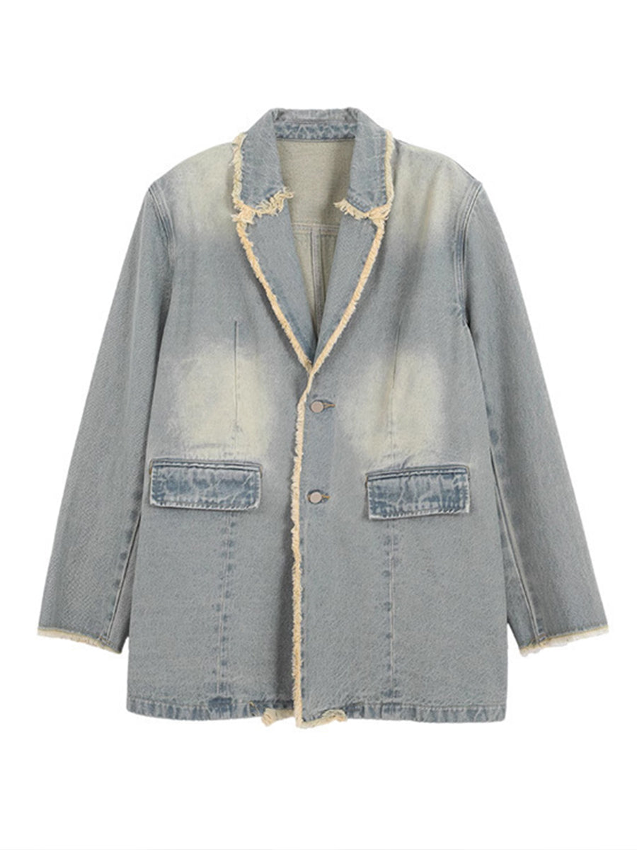 Monika™ | Oversize Żakiet w Stylu Vintage z Surowymi Krawędziami