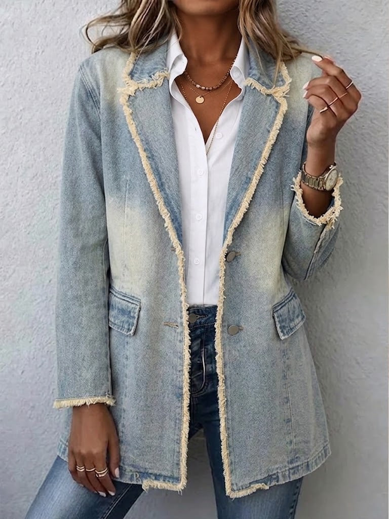 Monika™ | Oversize Żakiet w Stylu Vintage z Surowymi Krawędziami