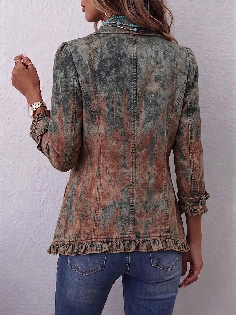 Zofia™ | Kurtka z falbanami w stylu vintage z gradientowym nadrukiem