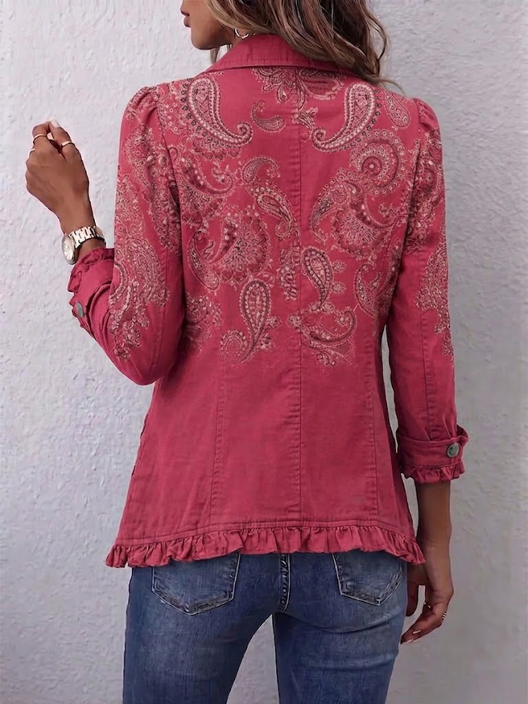 Beata™ | Kurtka Paisley Vintage z Falbanką
