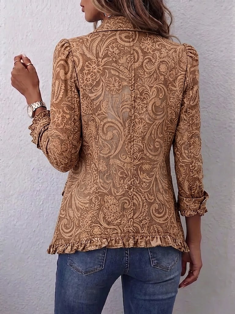 Halina™ | Kwiatowa Kurtka Boho Vintage z Falbanką