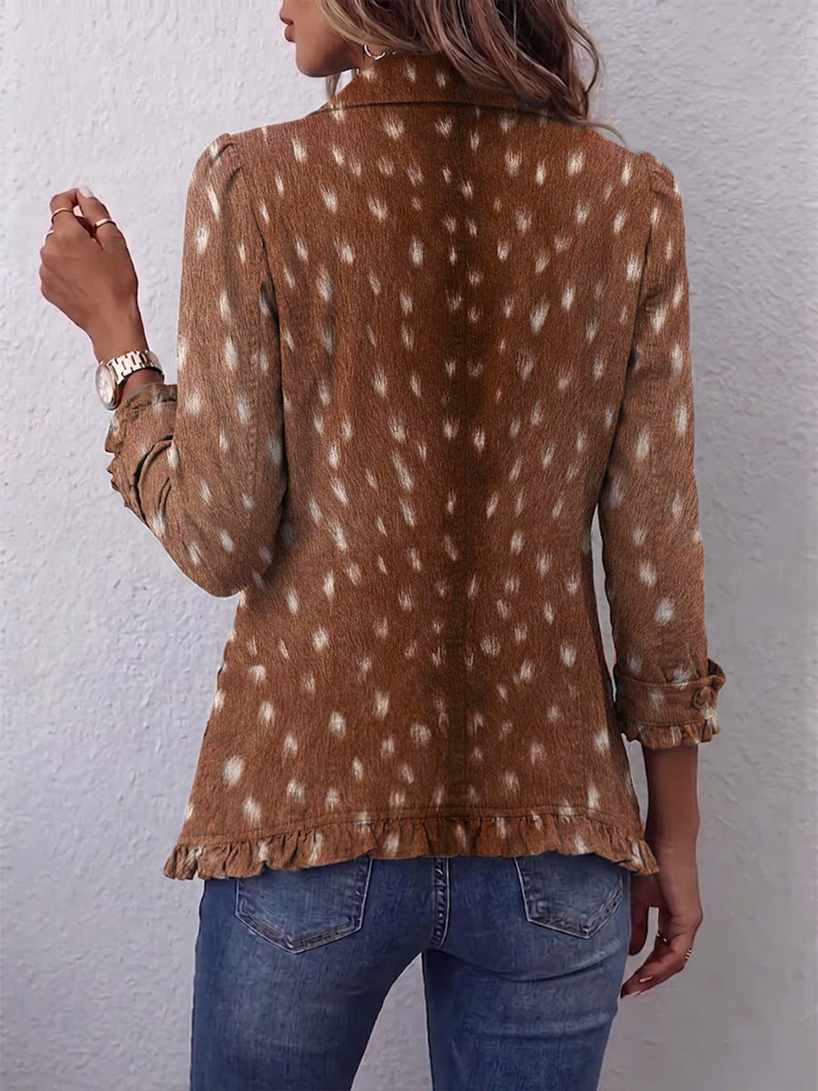 Marzena™ | Boho kurtka w zwierzęcy wzór z falbanami