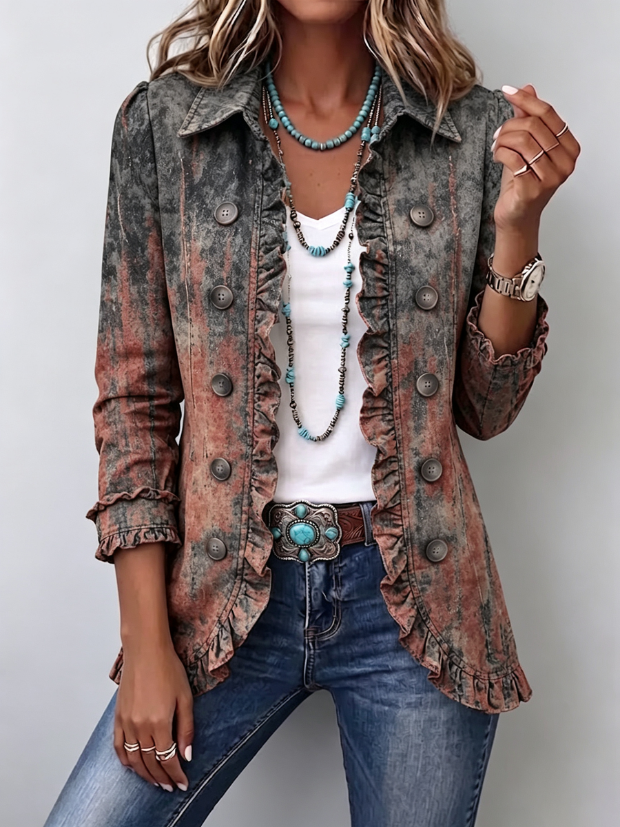 Zofia™ | Kurtka z falbanami w stylu vintage z gradientowym nadrukiem